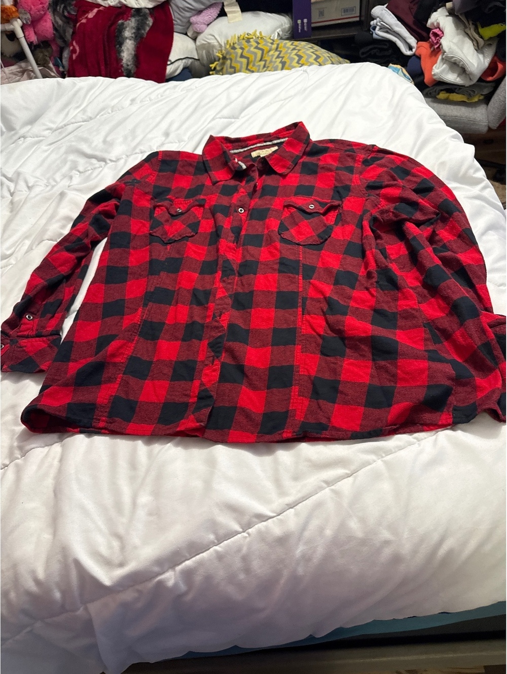 Natural Reflections Men's Red and Black Plaid Flannel Shirt 3X